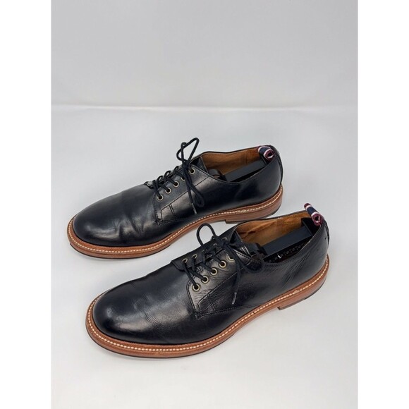 J Crew Mens Shoes Black Oar Stripe Italian Leather Derby Lace Up Formal US 8 - Picture 6 of 14